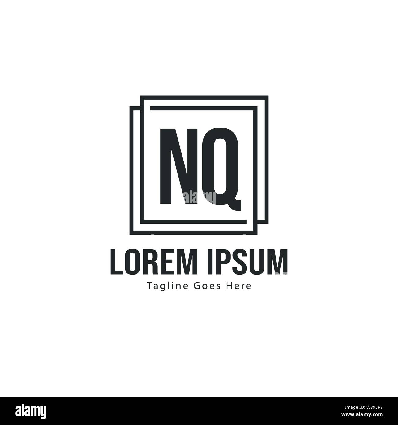 Initial NQ logo template with modern frame. Minimalist NQ letter logo ...