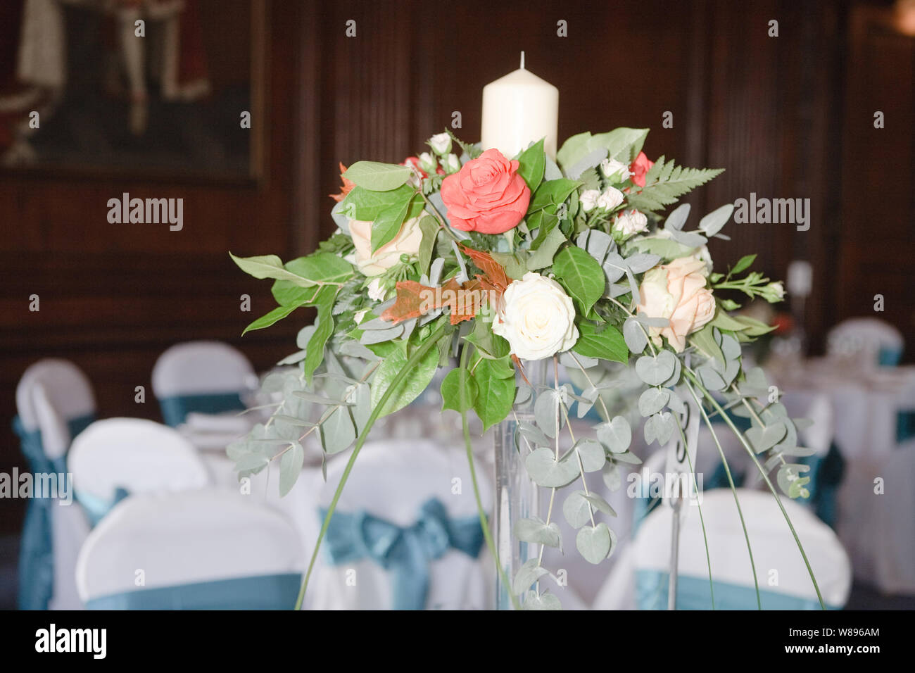 Candle Floral Centrepieces Stock Photo - Alamy