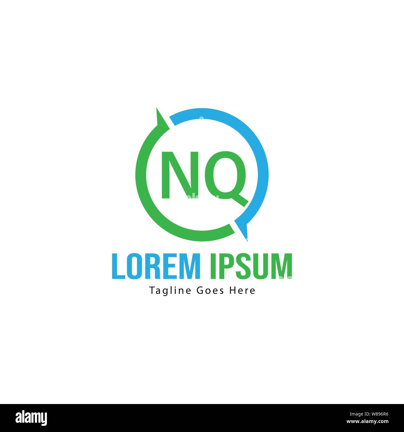 Initial NQ logo template with modern frame. Minimalist NQ letter logo ...