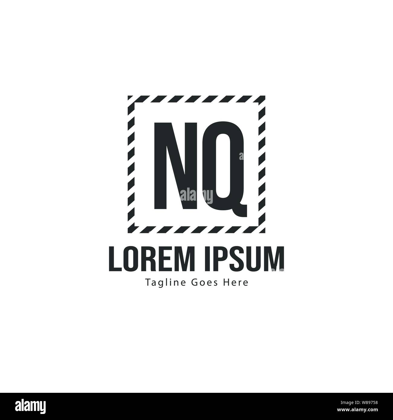 Initial NQ logo template with modern frame. Minimalist NQ letter logo ...