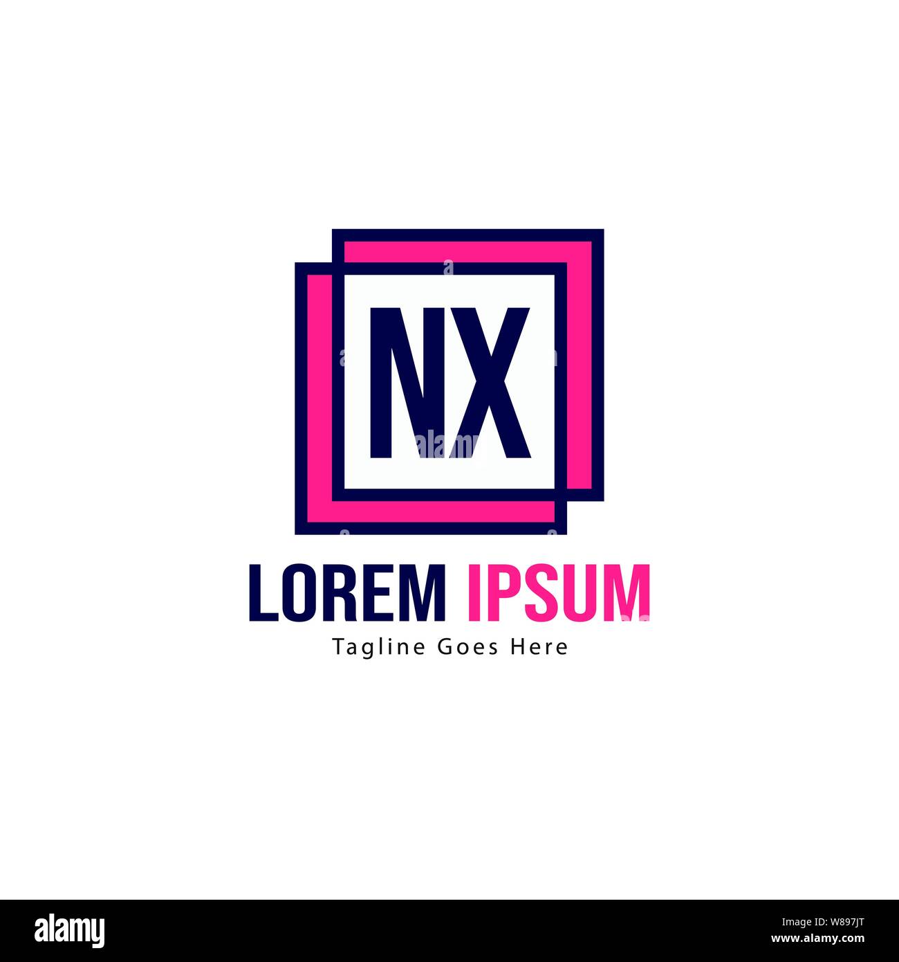 Initial NX logo template with modern frame. Minimalist NX letter logo ...