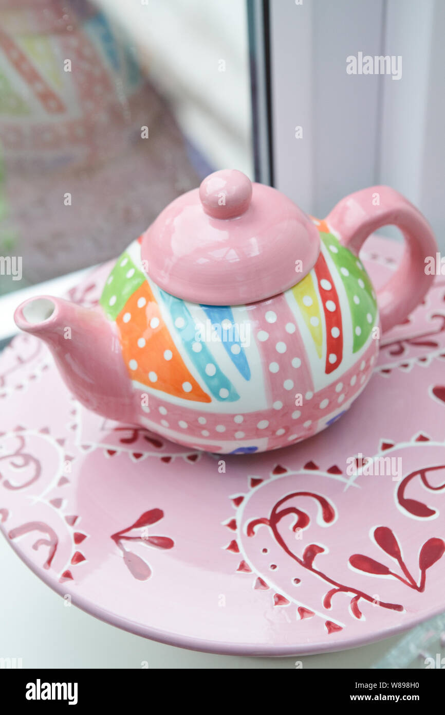 Pink Union Jack Teapot Stock Photo Alamy
