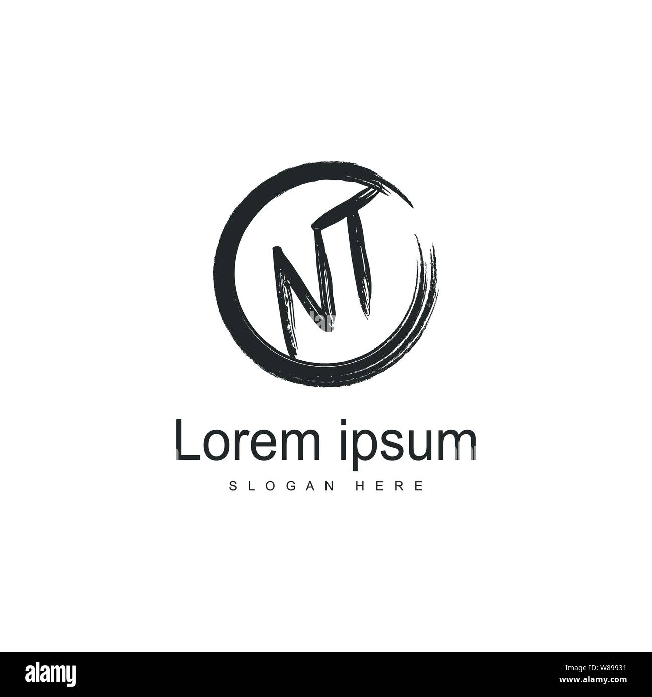 Initial NT logo template with modern frame. Minimalist NT letter logo ...