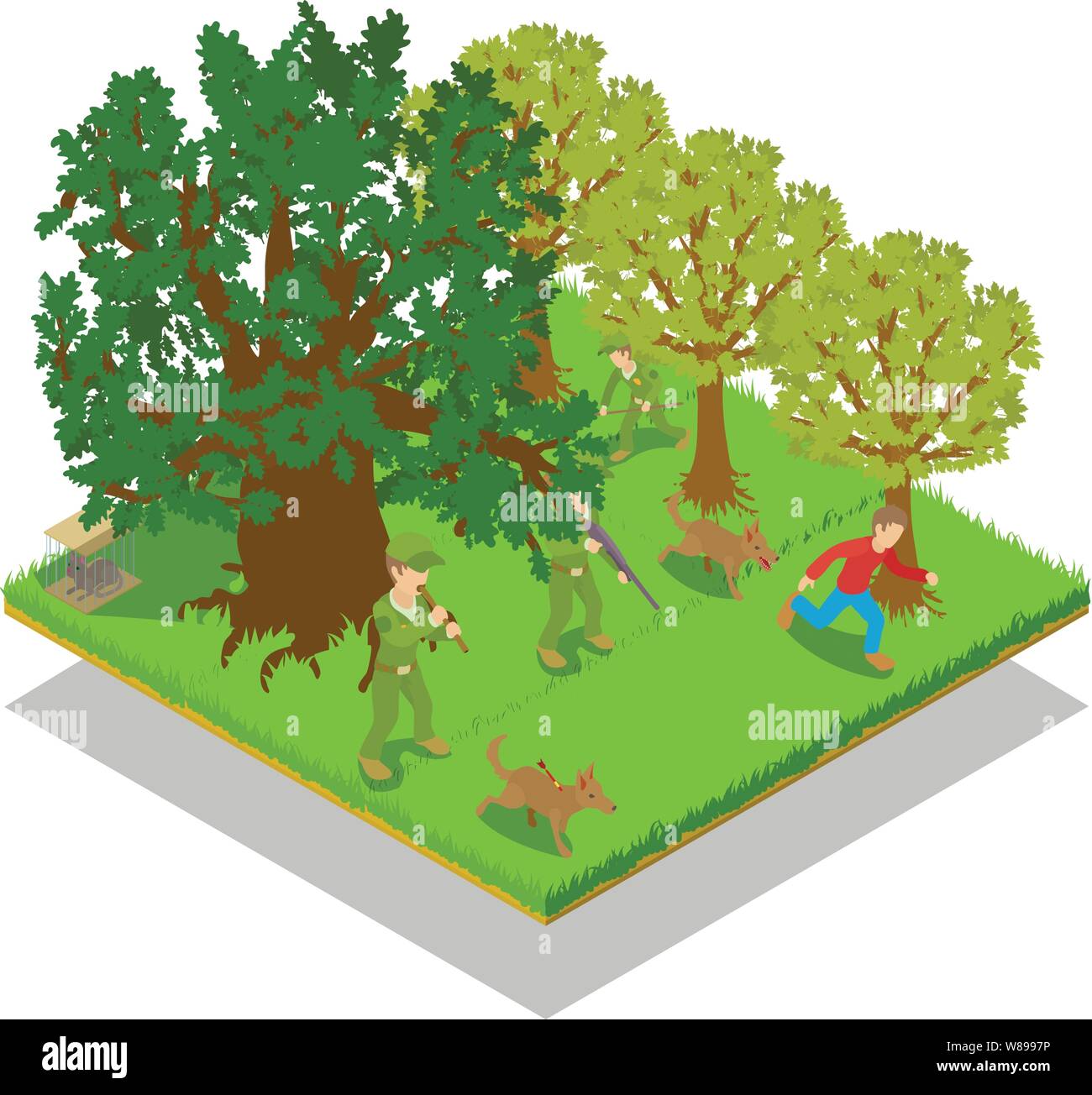Rabid animal concept banner, isometric style Stock Vector