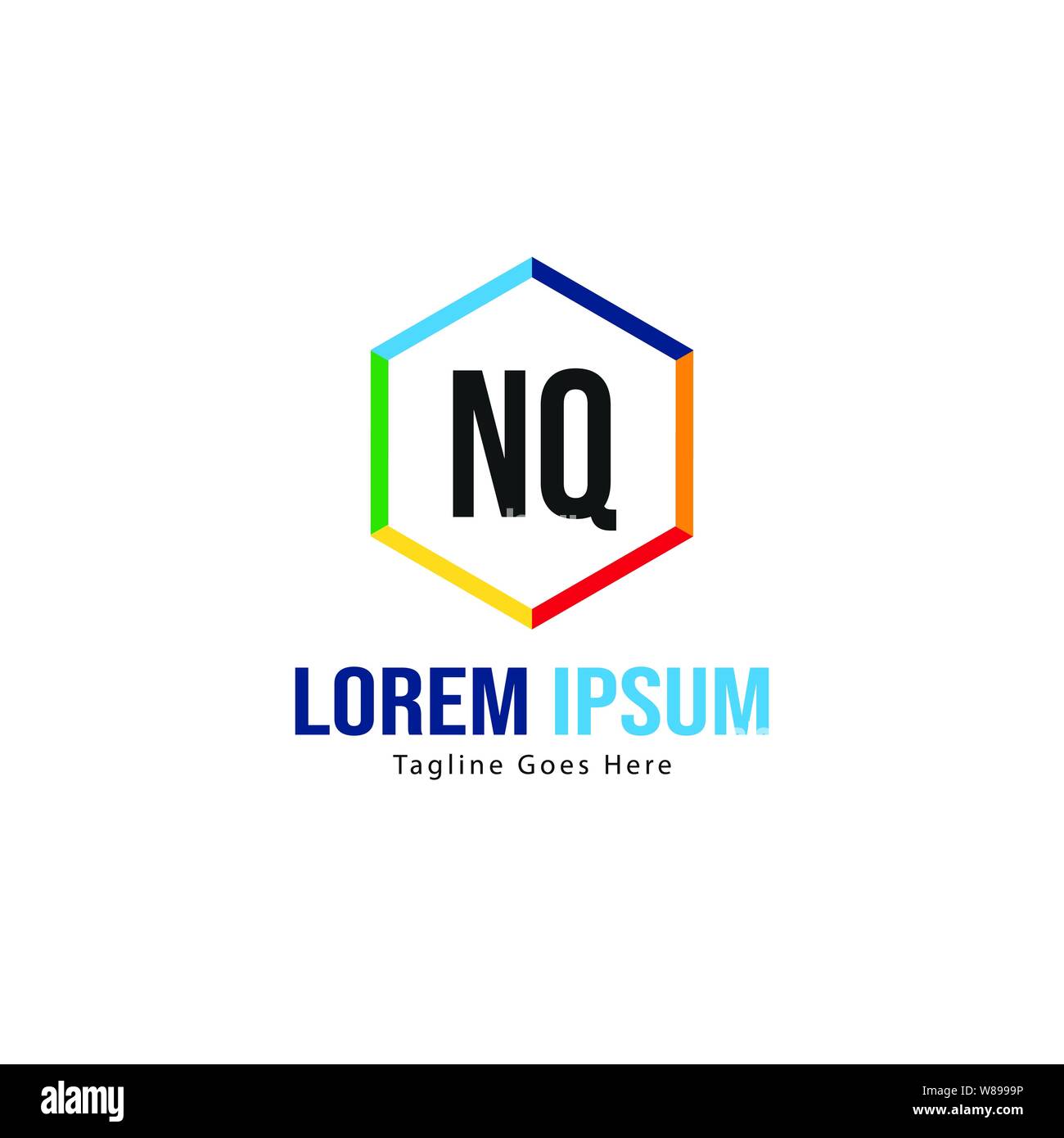 Initial NQ logo template with modern frame. Minimalist NQ letter logo ...