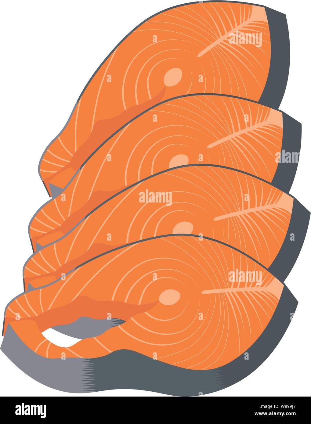 Steak of red fish salmon for sushi food menu vector illustration ...
