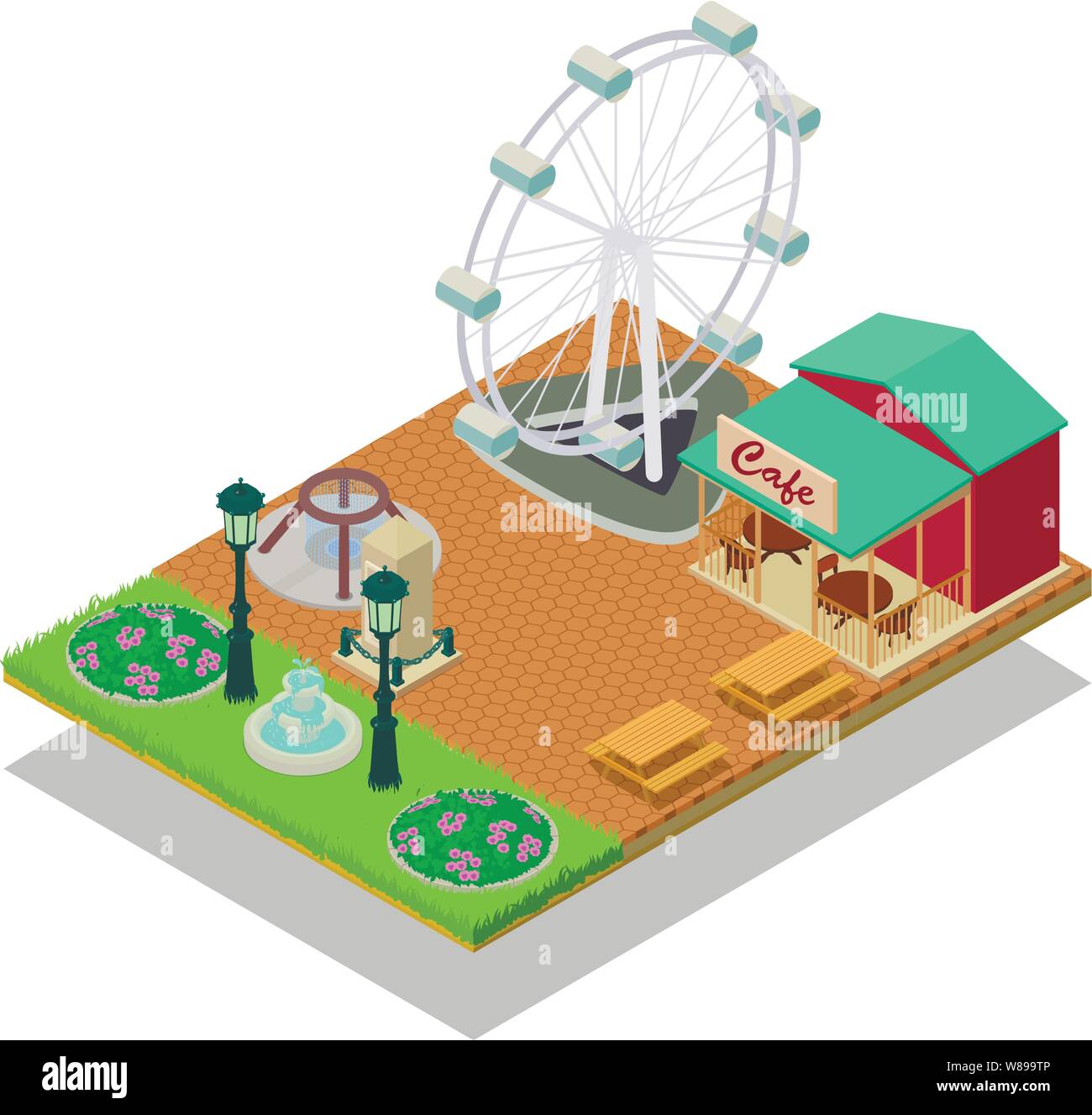 Theme park concept banner, isometric style Stock Vector Image & Art - Alamy