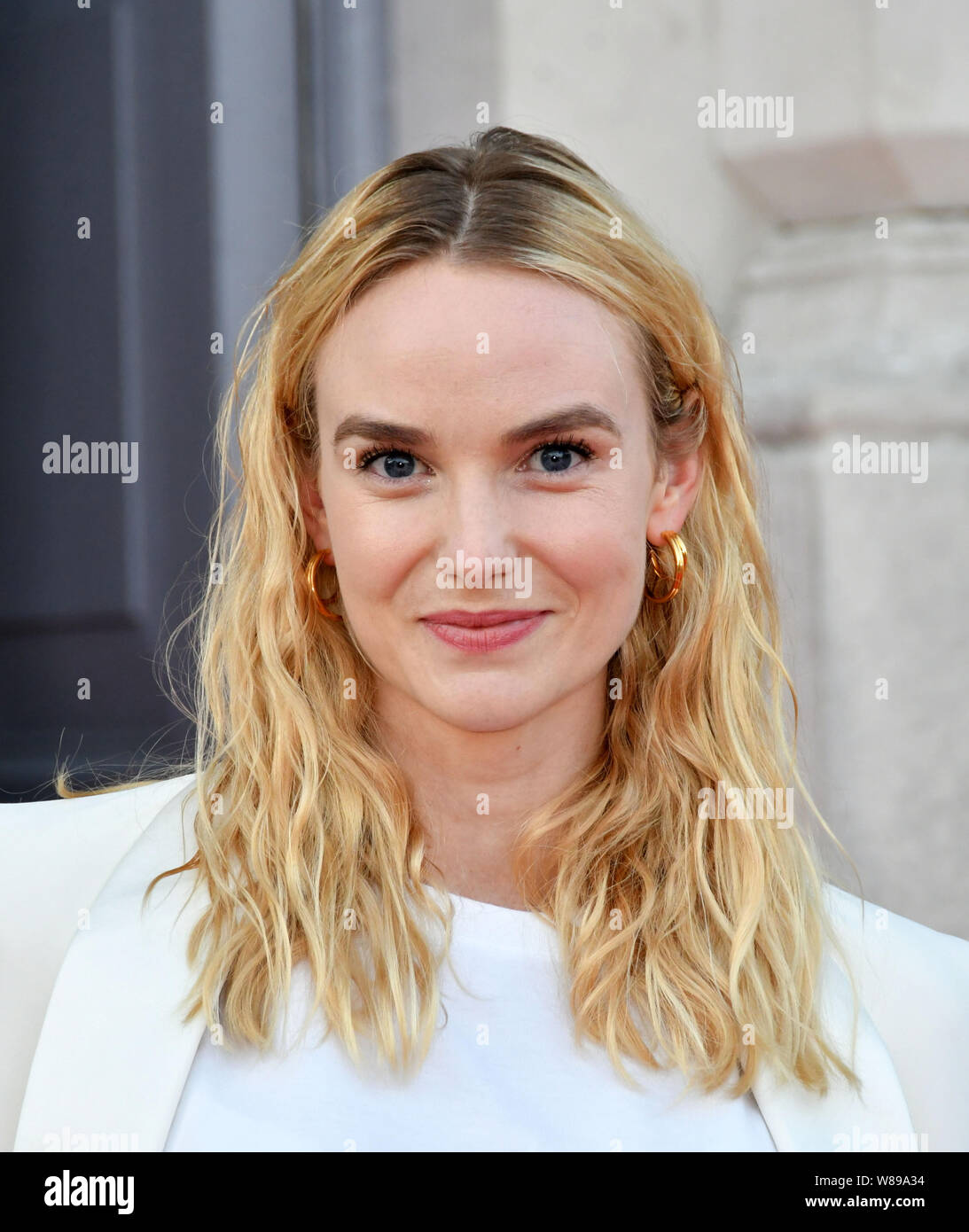 London, UK. 8th August, 2019. Joanna Vanderham attends Film4 Summer Screen annual film festival with the premiere of Pedro Almodóvar's Pain and Glory film, a drama about a film director who reflects on the choices he's made in life as past and present come crashing down around him, at Somerset House  London, UK - 8 August 2019 Credit: Nils Jorgensen/Alamy Live News Stock Photo