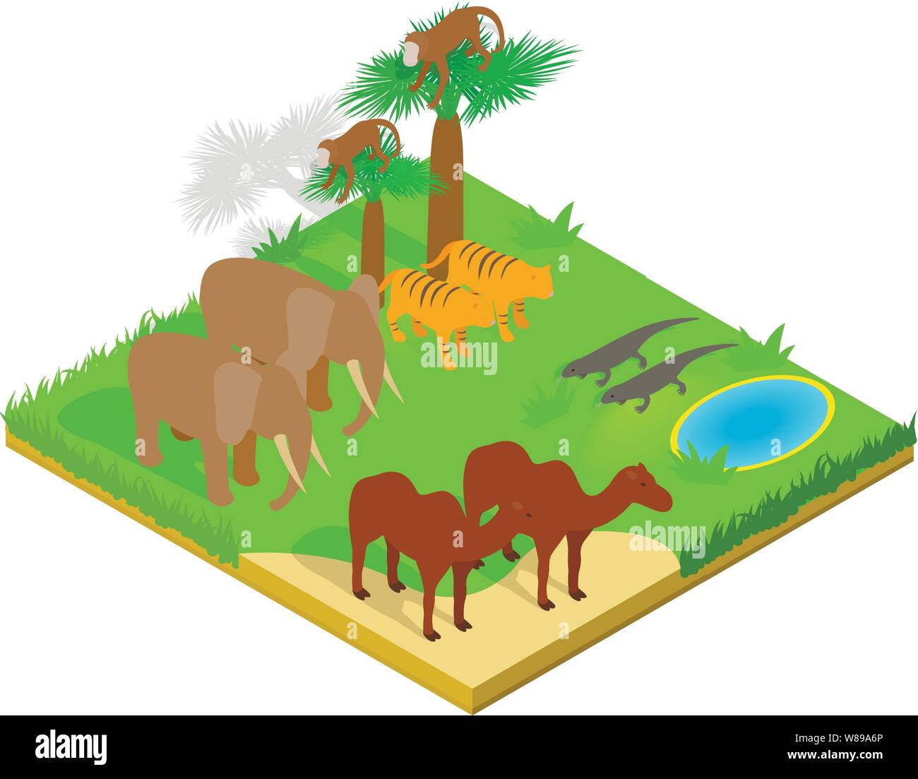 Creature concept banner, isometric style Stock Vector