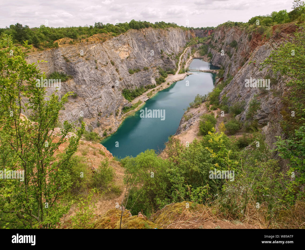 Velka Amerika is abandoned dolomite quarry for cement production. Czech Republic, Europe. Stock Photo