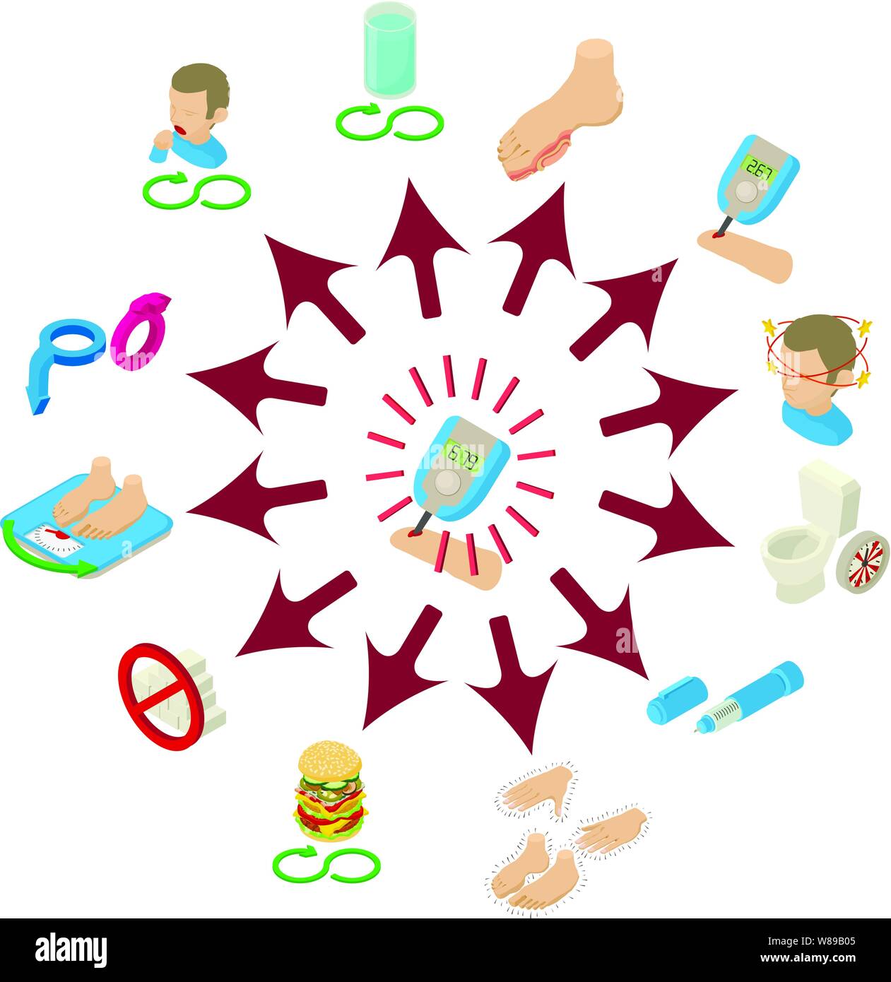 Diabetic concept banner, isometric style Stock Vector