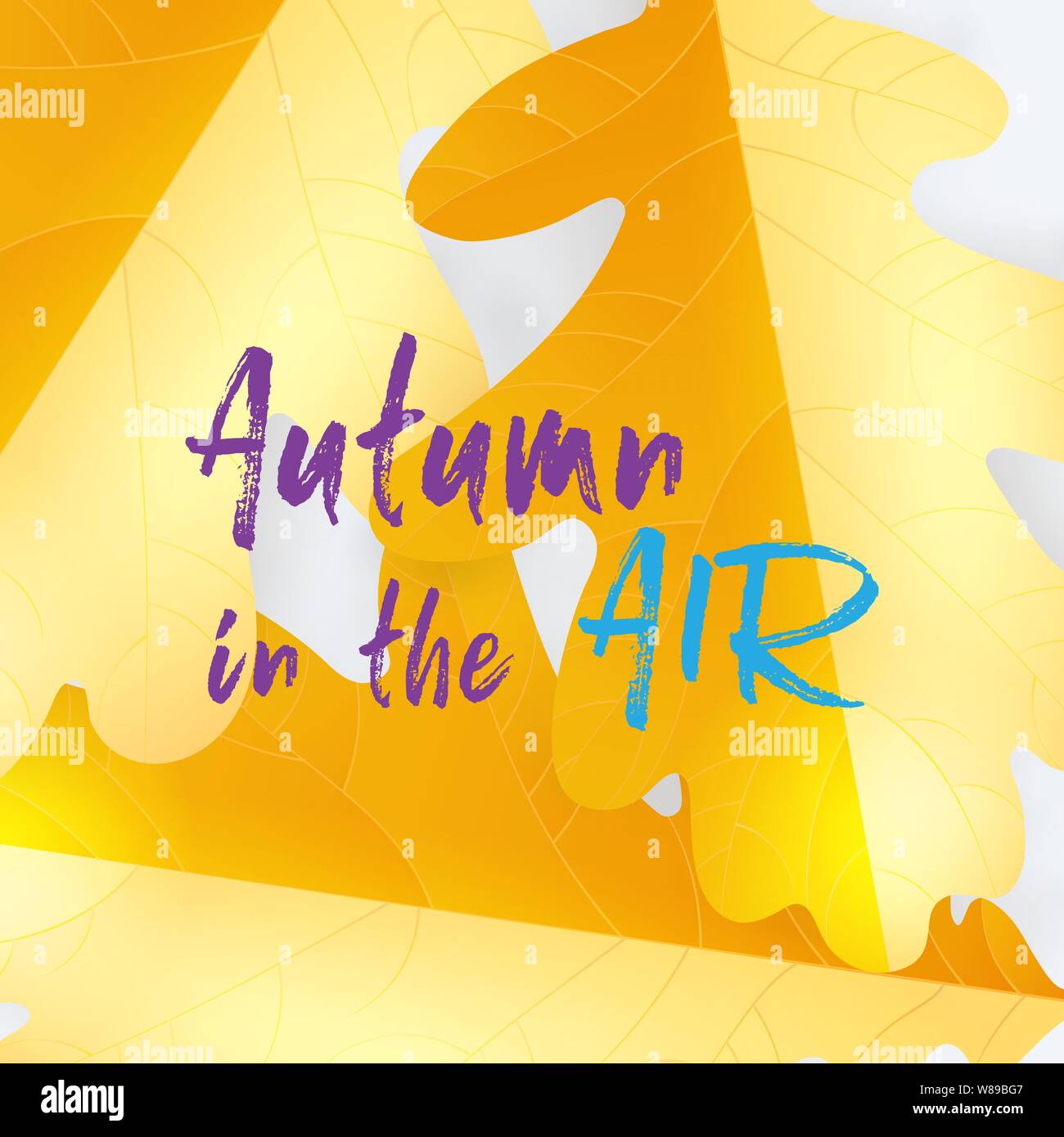 Vector autumn greeting card with hand lettering label and autumn ...