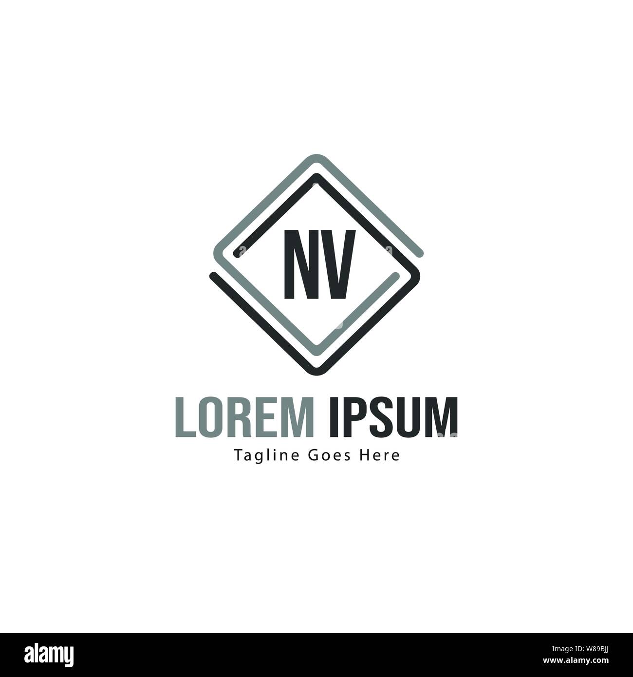 Initial NV logo template with modern frame. Minimalist NV letter logo ...