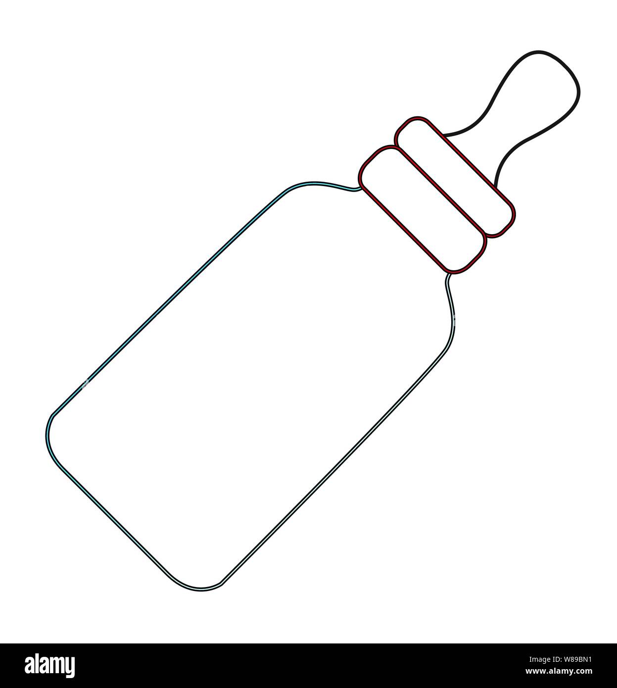A babies milk bottle feeder as a line drawing isolated on a white background Stock Vector