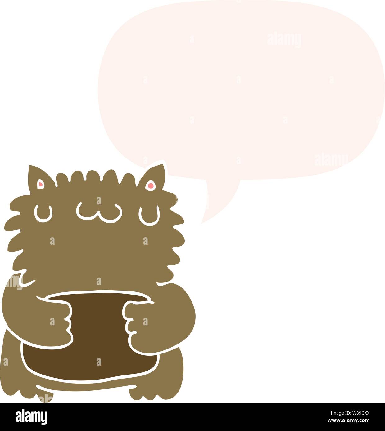 cartoon bear with speech bubble in retro style Stock Vector