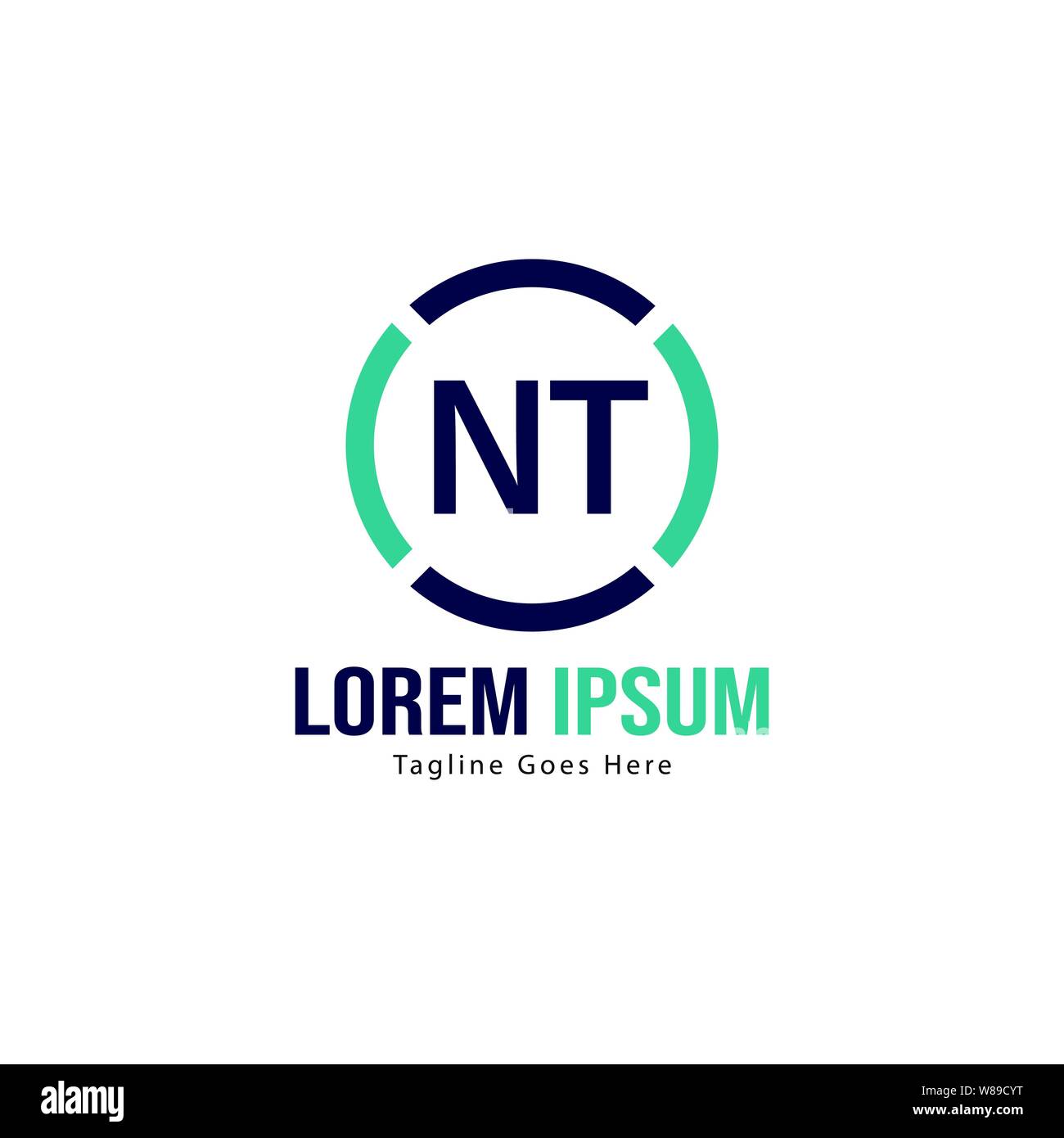 Initial NT logo template with modern frame. Minimalist NT letter logo ...