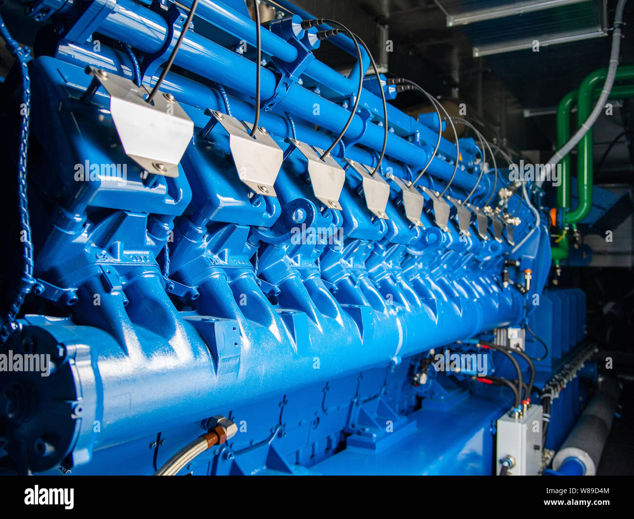 Engine of CHP unit. Diesel and gas industrial electric generator ...