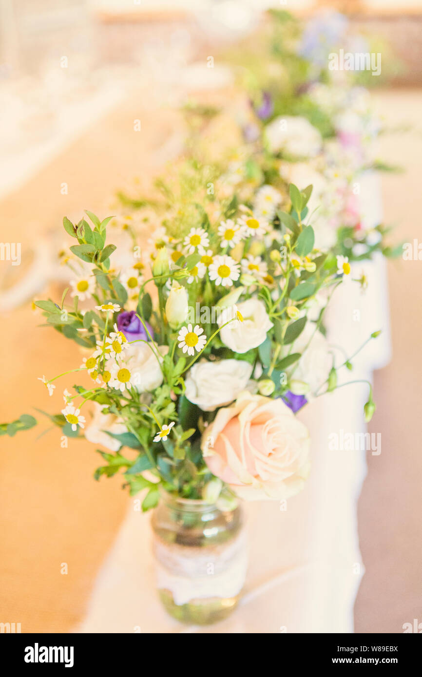 Country Style Wedding Table Decorations Stock Photo 263281646 Alamy