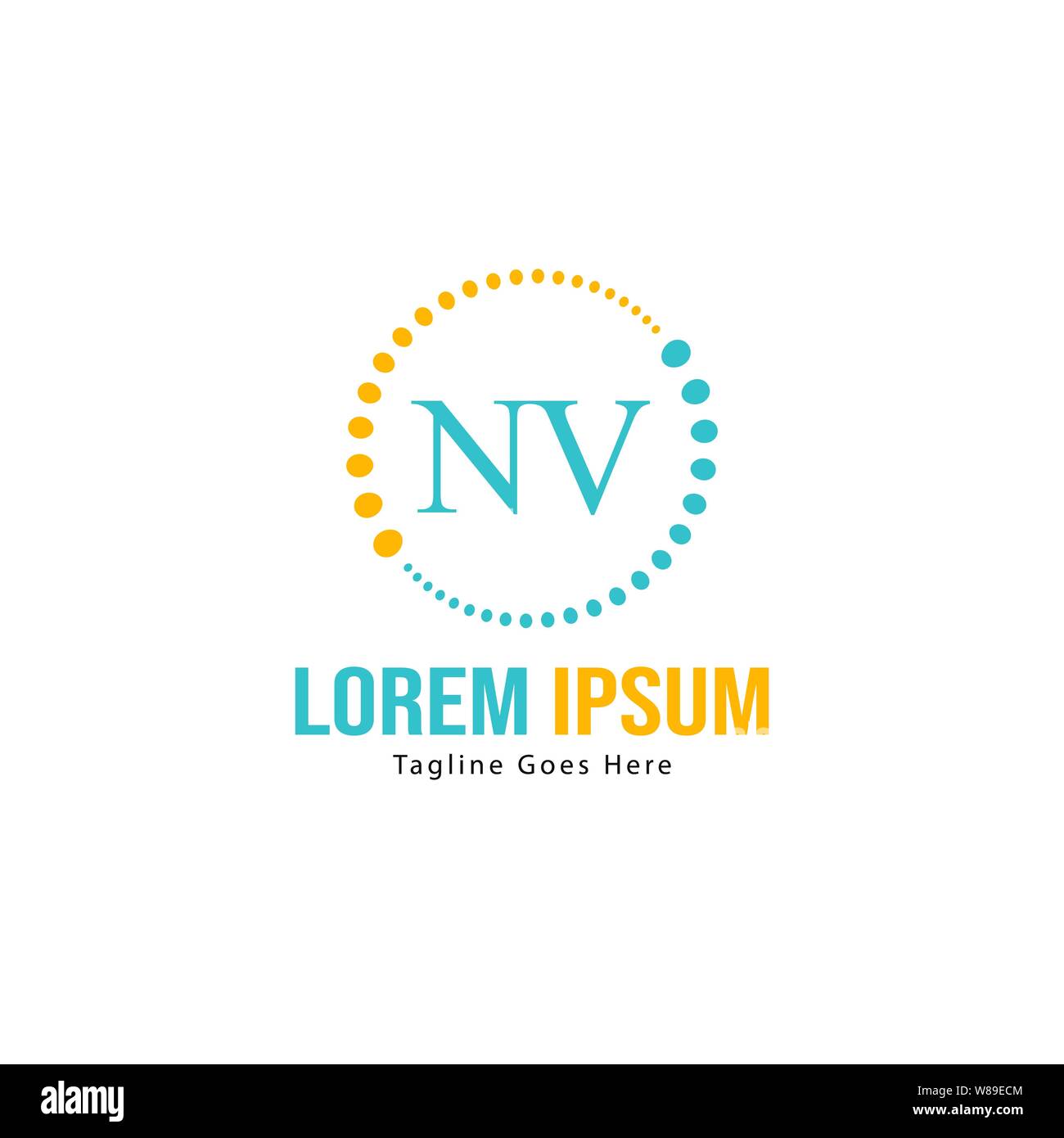 Initial NV logo template with modern frame. Minimalist NV letter logo ...