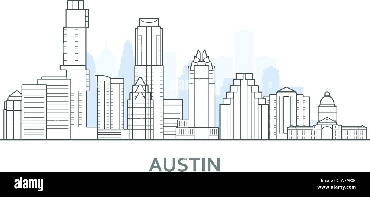 Austin city skyline, Texas - outline of downtown of Austin, cityscape Stock  Vector Image & Art - Alamy