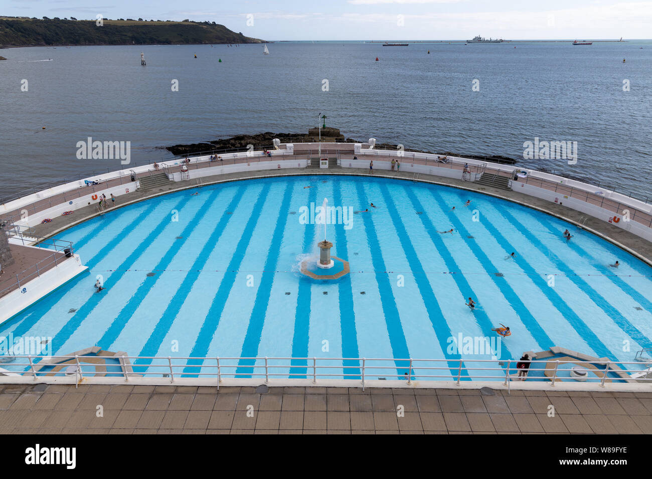 Swimmers in the Tinside Lido, The Hoe, Plymouth UK Stock Photo