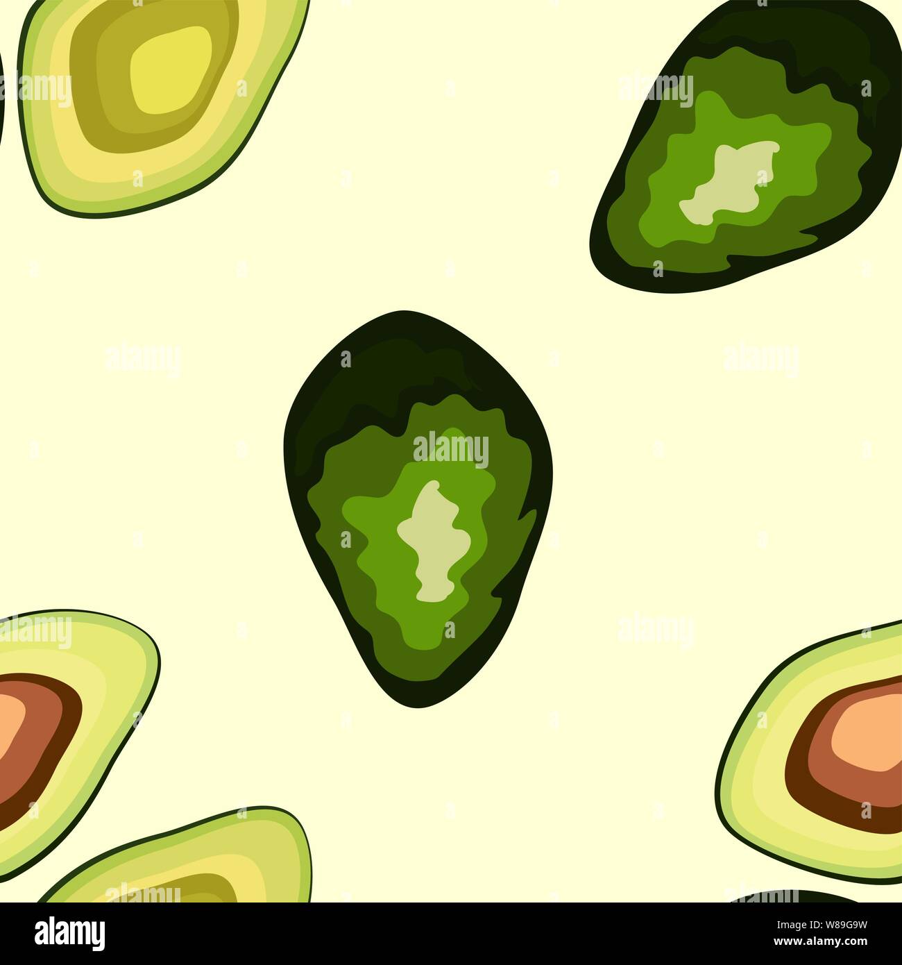 Avocado seamless pattern on background. Whole and cut avocado Stock ...