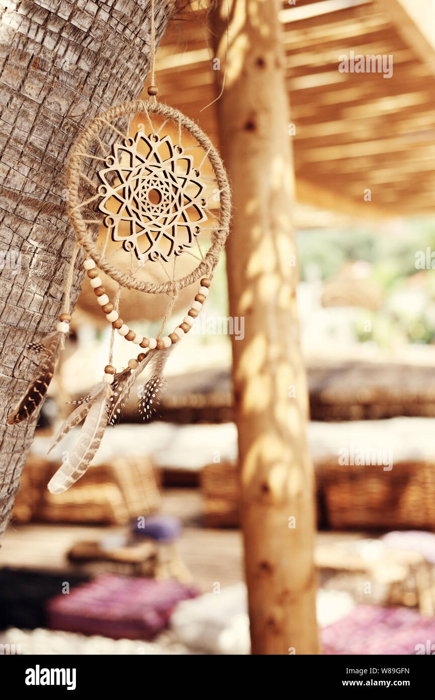 Dream catcher blown around by a light sea breeze Stock Photo - Alamy