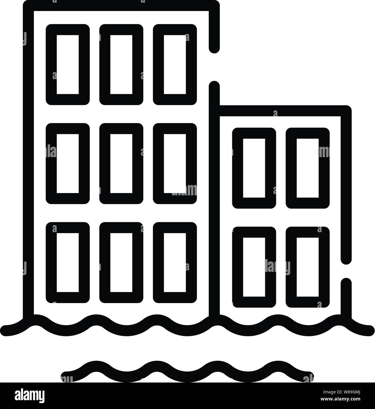 City flood icon, outline style Stock Vector