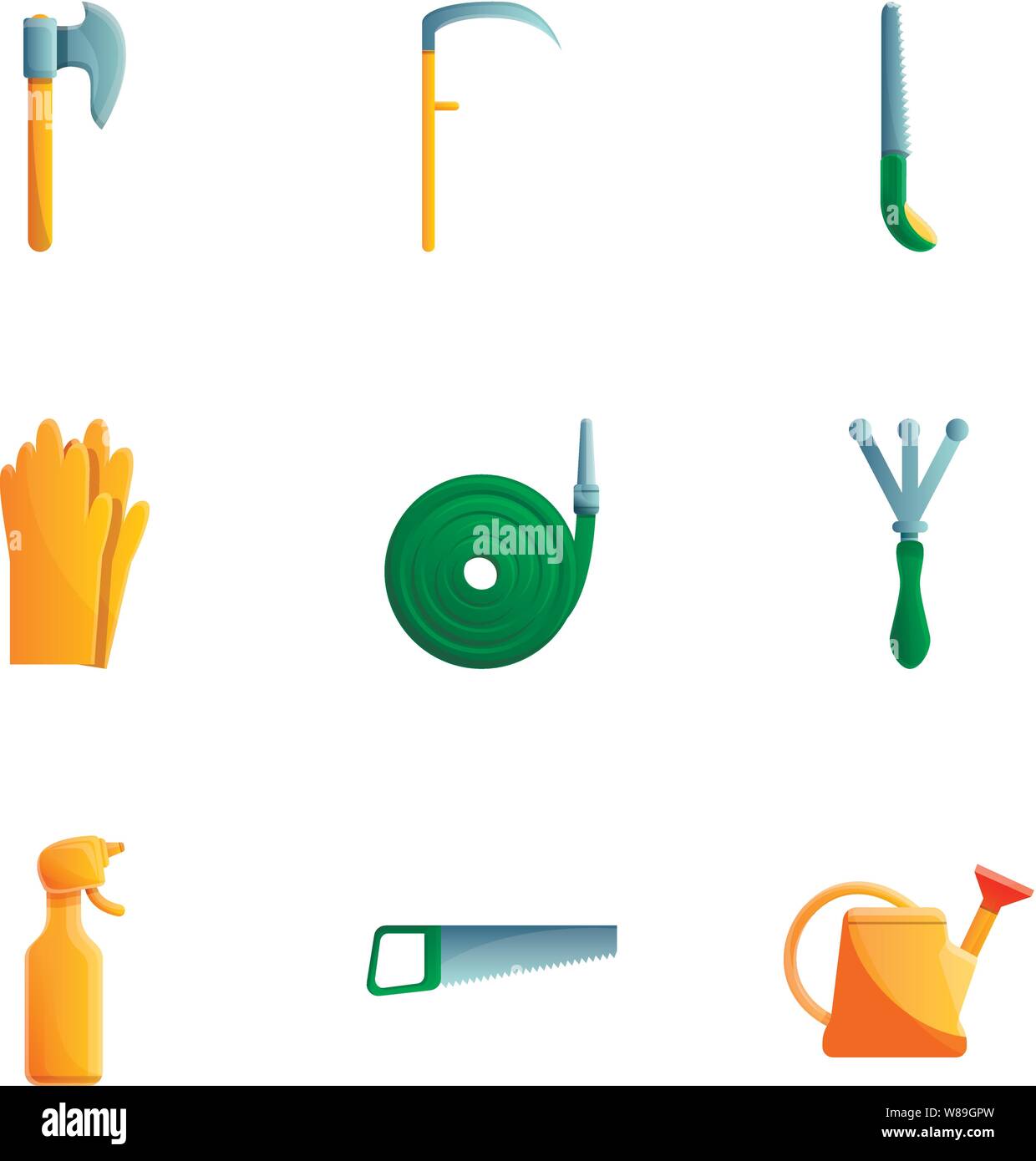 Work garden tools icon set. Cartoon set of 9 work garden tools vector ...