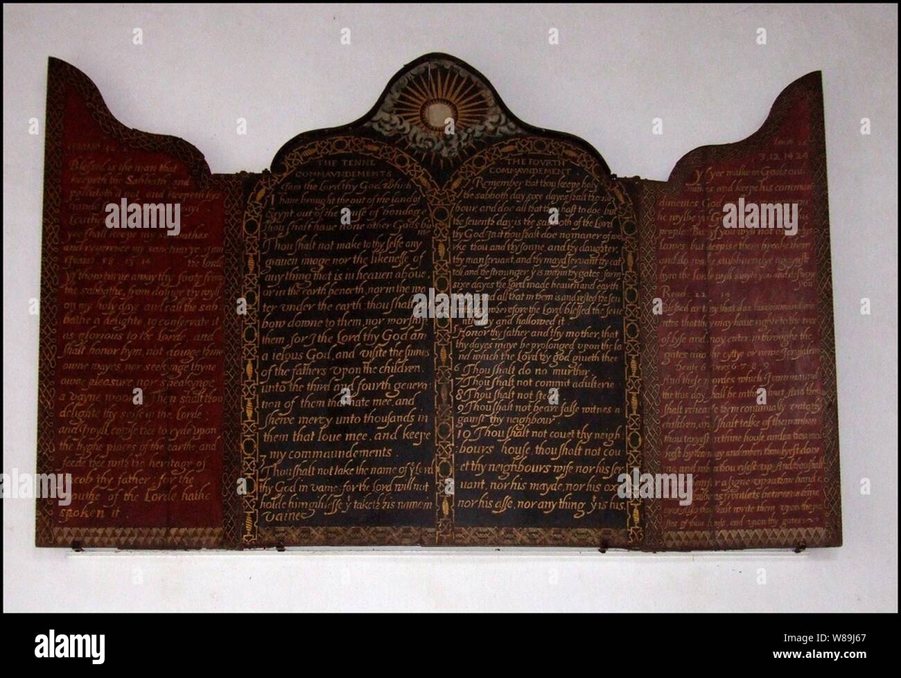 Decalogue boards from St Mary, Preston. Stock Photo