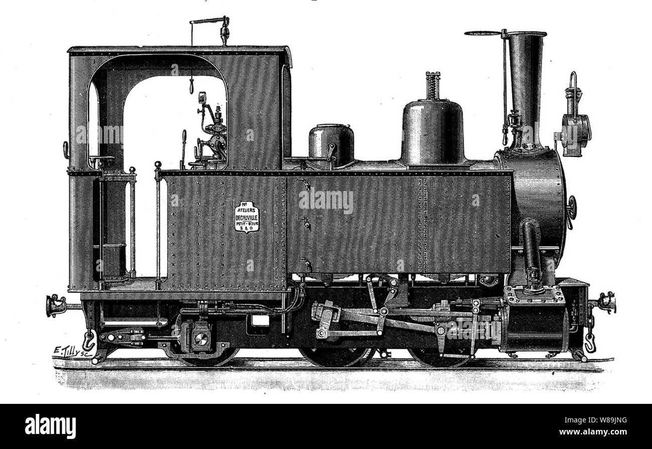 Decauville 0-4-2T engraving. Stock Photo