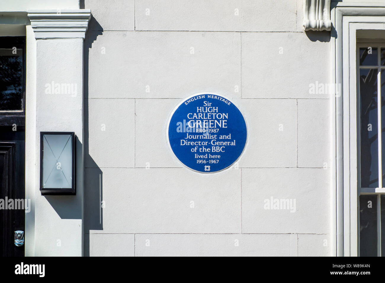 Sir Hugh Carleton Greene, English Heritage Blue Plaque, Notting Hill, London, UK Stock Photo