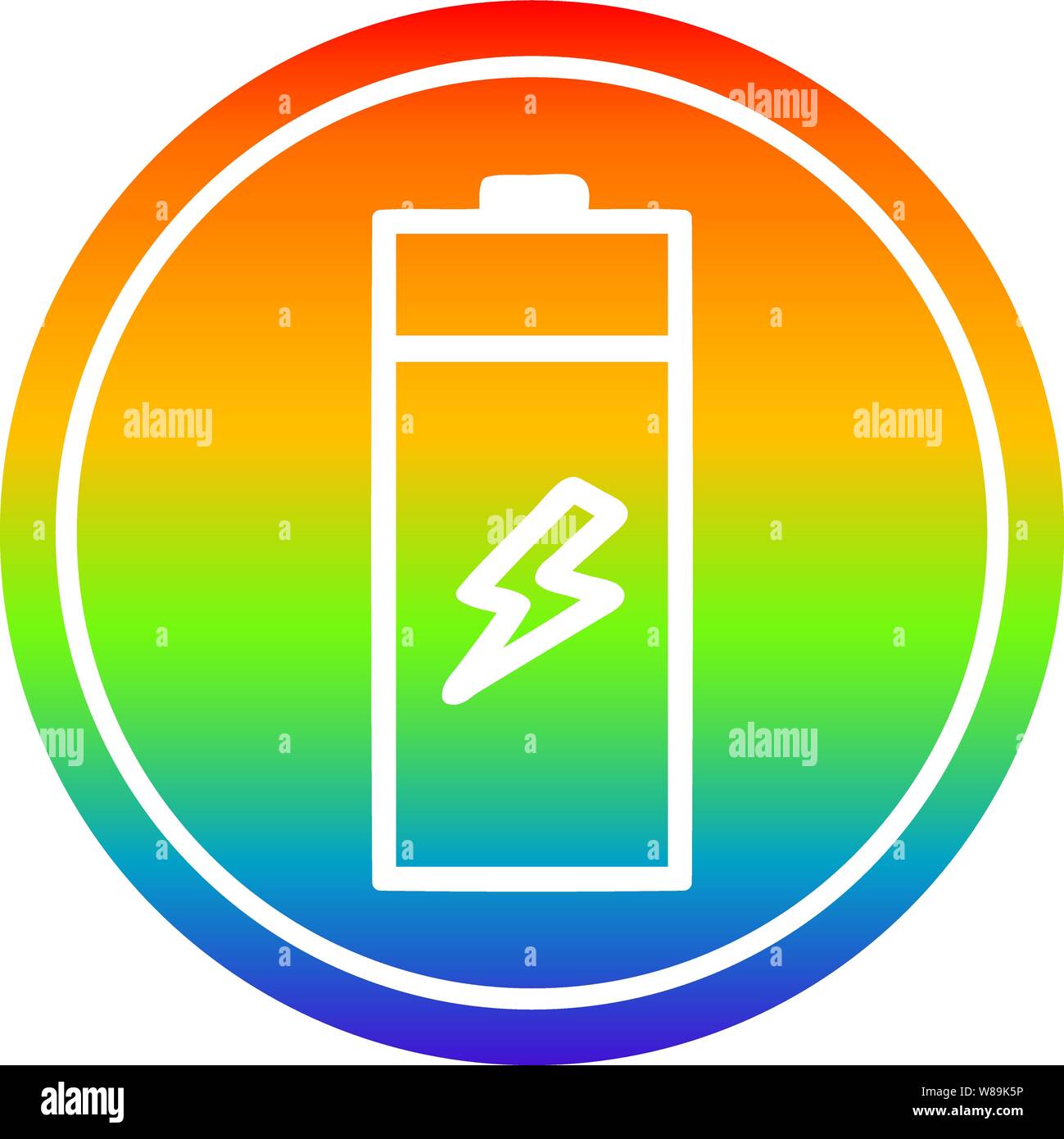 battery circular icon with rainbow gradient finish Stock Vector Image ...