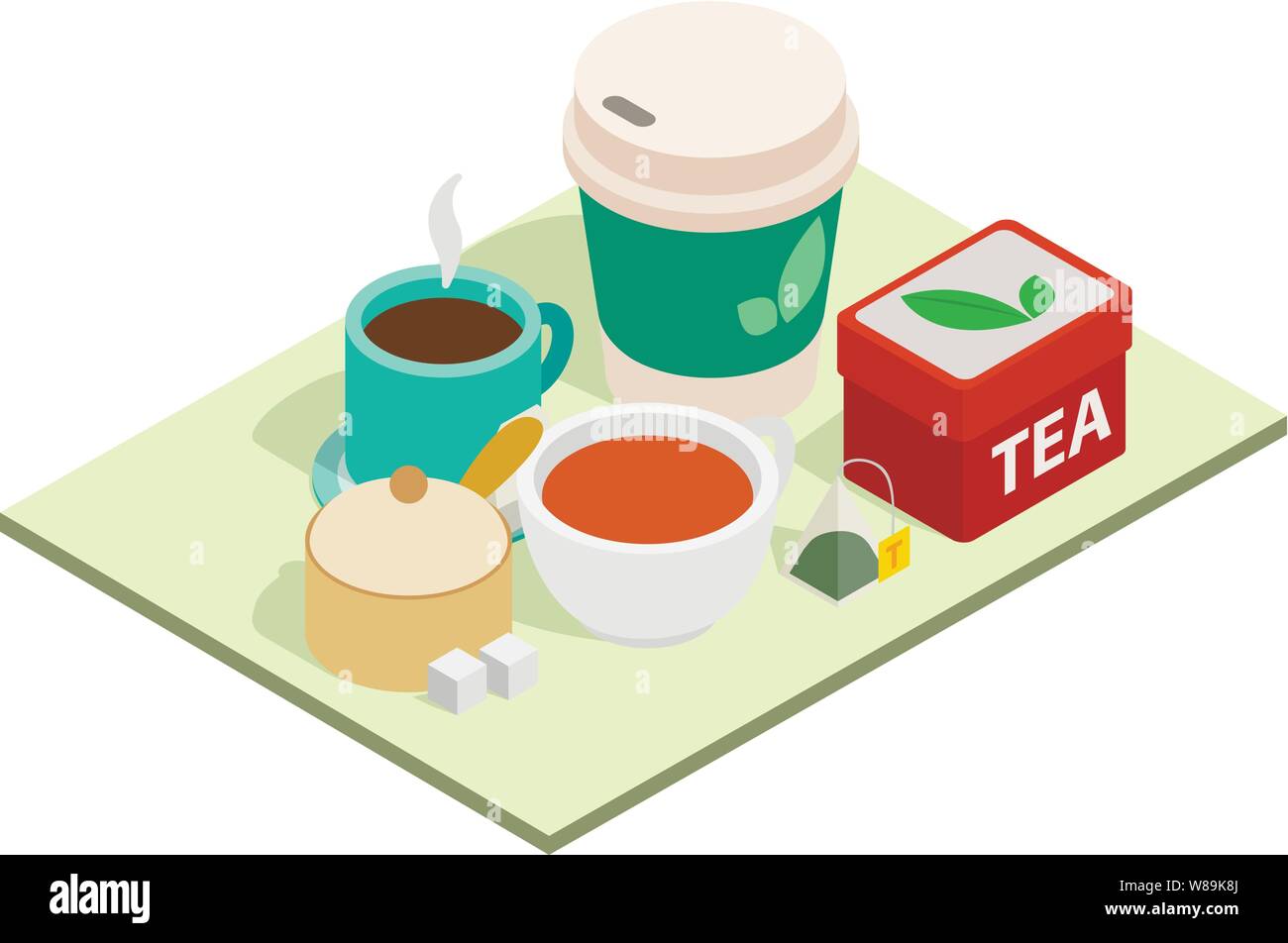 Tea time concept banner, isometric style Stock Vector