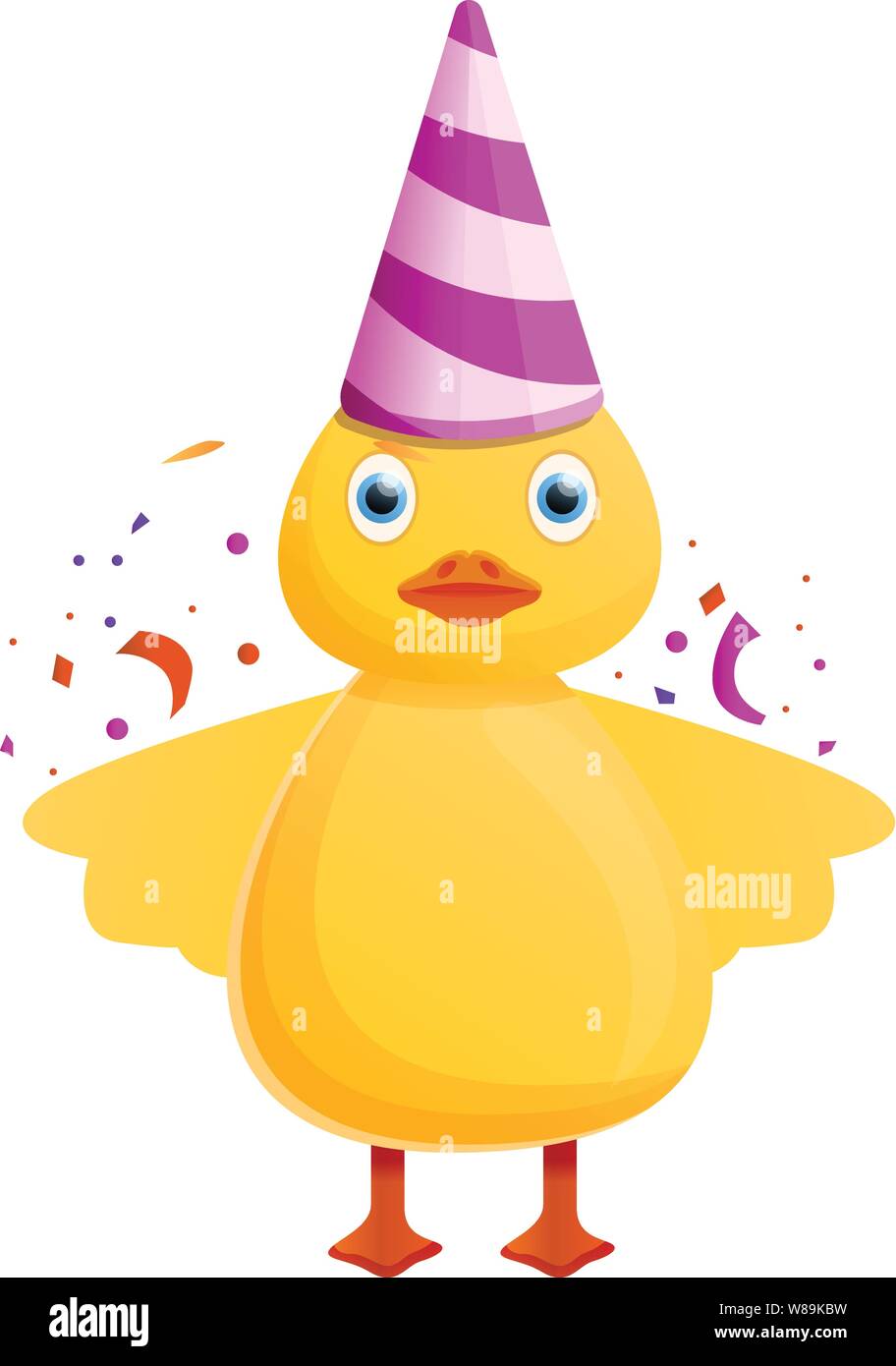 Yellow duck birthday icon. Cartoon of yellow duck birthday vector icon