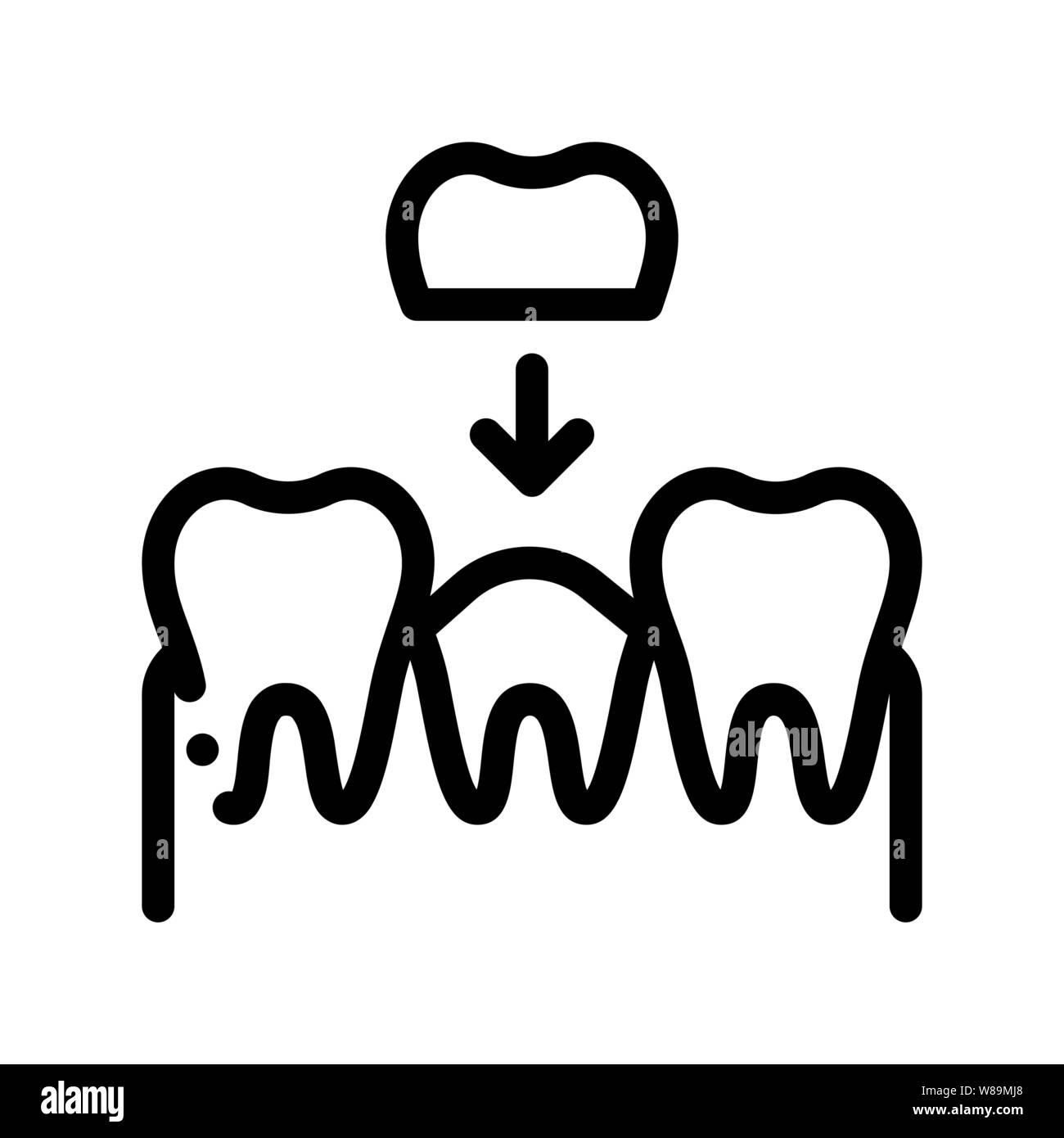 Stomatology Tooth Crown Vector Thin Line Sign Icon Stock Vector Image ...