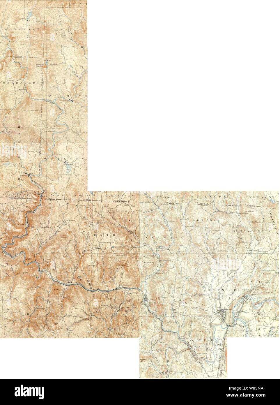 Deerfield River map (Massachusetts Vermont Stock Photo Alamy