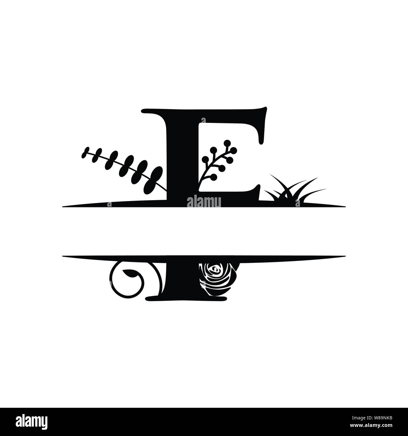 Floral font letter f Black and White Stock Photos & Images - Alamy