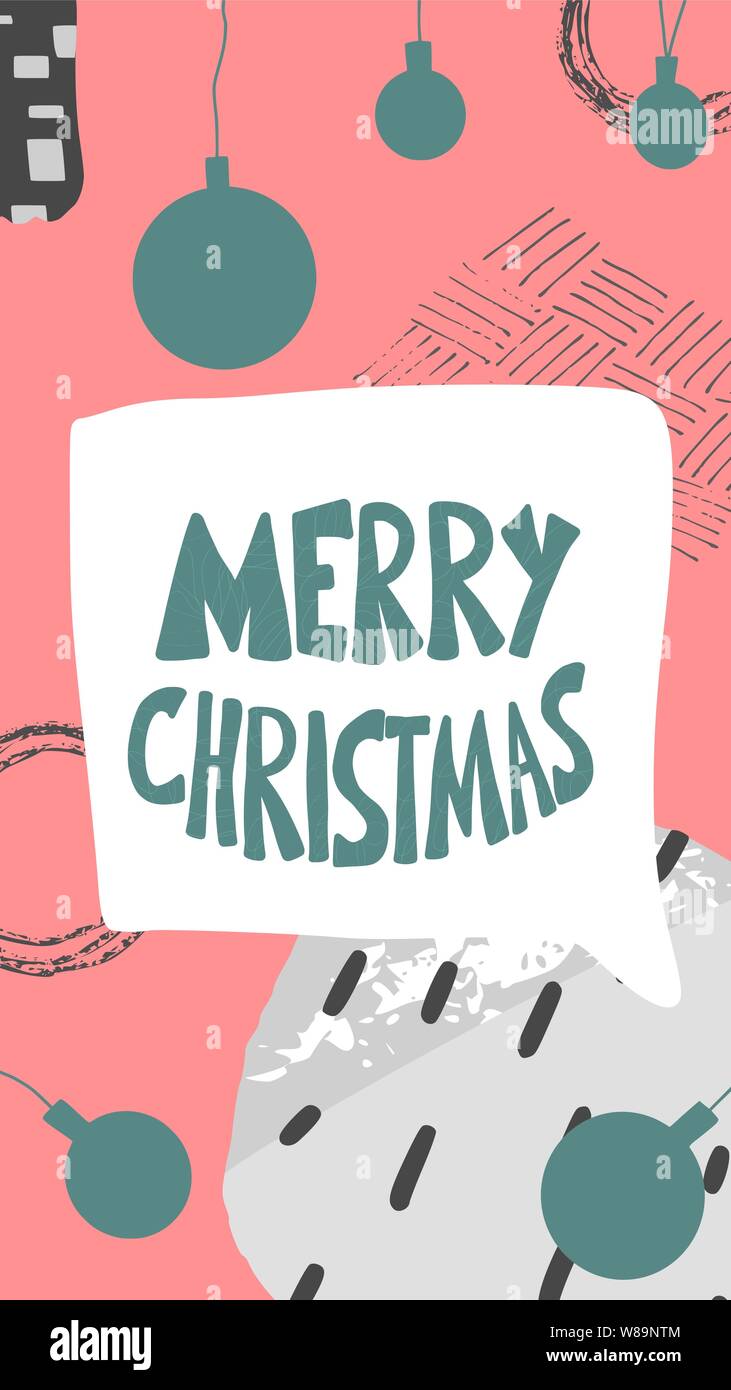 Merry Christmas. Stylized lettering. Story post with hand drawn text. Vector illustration. Stock Vector