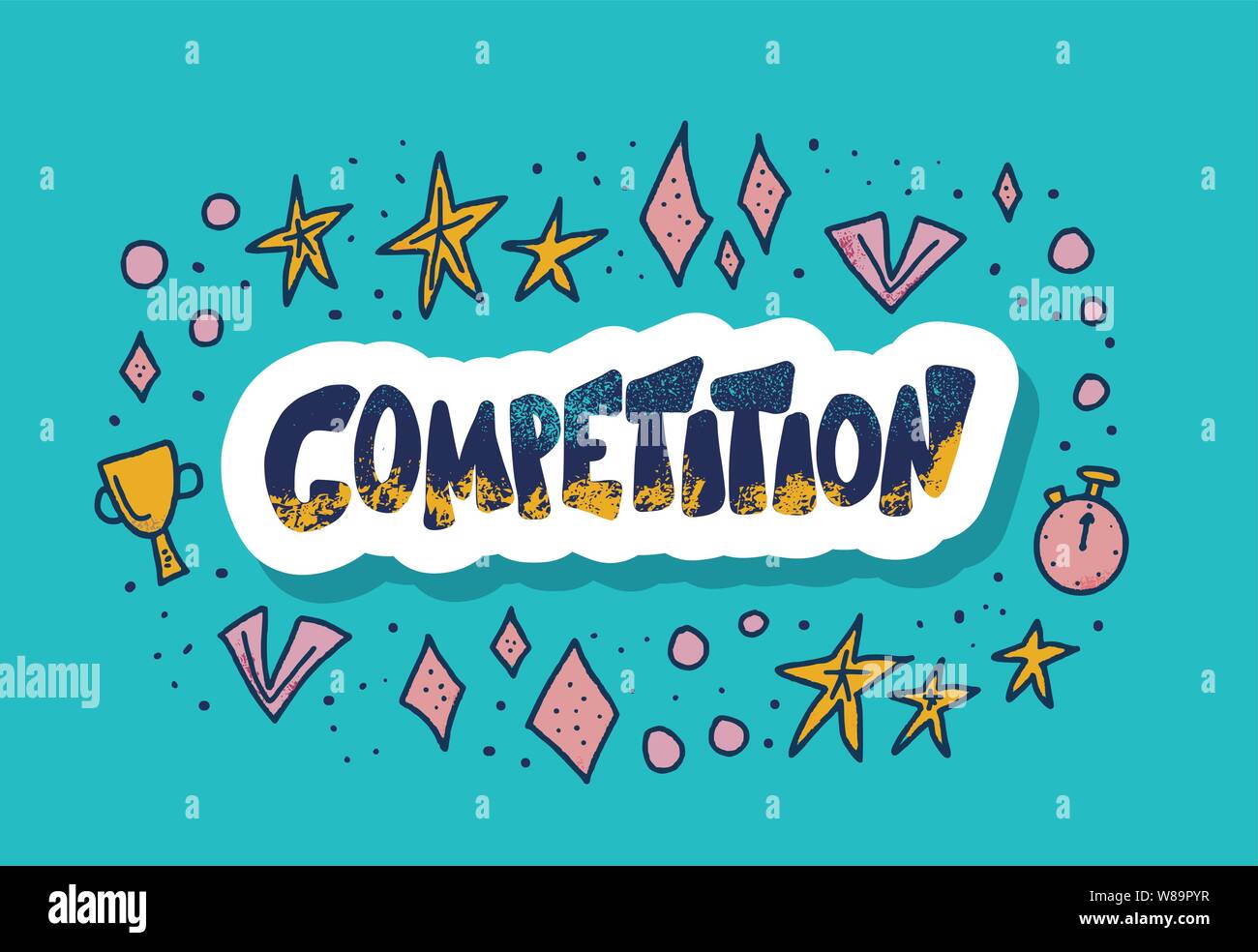 Competition emblem. Competition sticker quote with decoration isolated ...