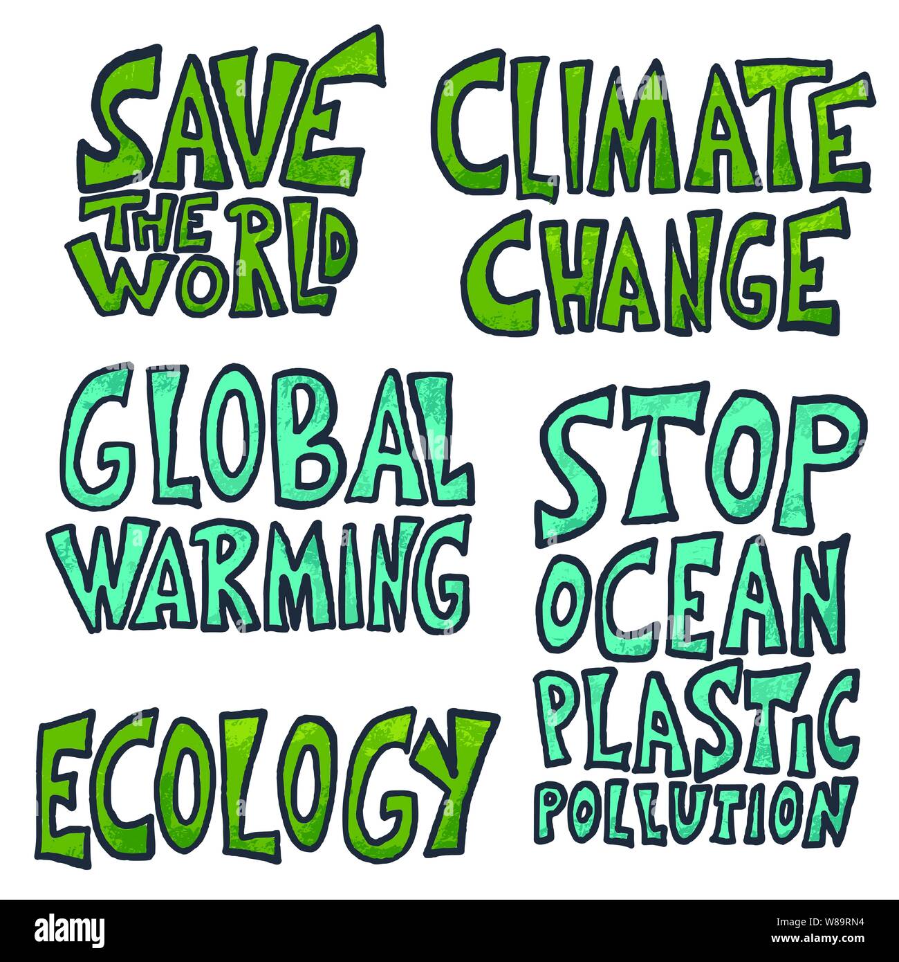 Ecology Set Of Quotes Climat Change Save The World Stop Ocean Plastic Pollution Lettering Vector Color Illustration Stock Vector Image Art Alamy