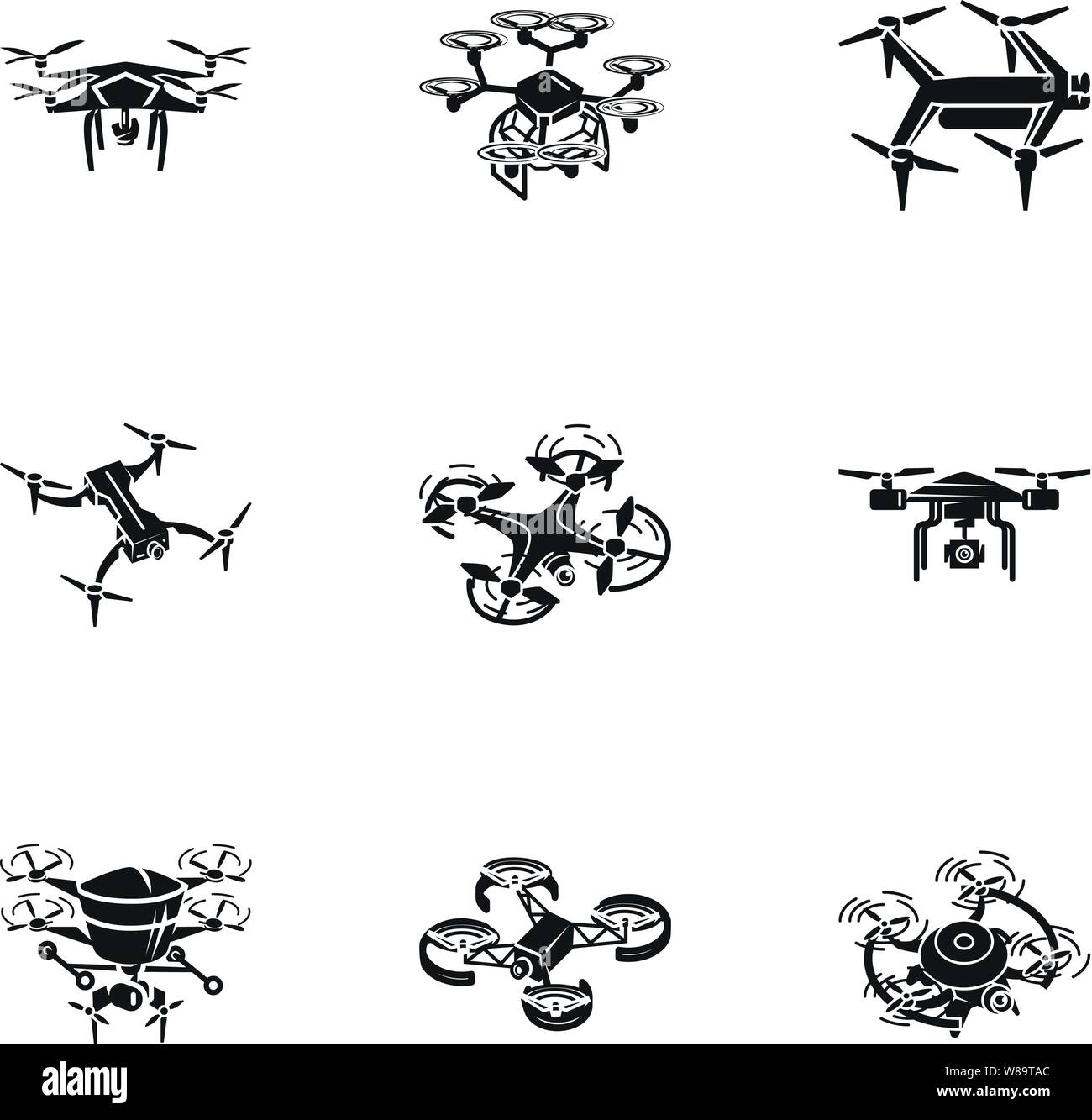 Delivery drone icon set. Simple set of 9 delivery drone vector icons ...
