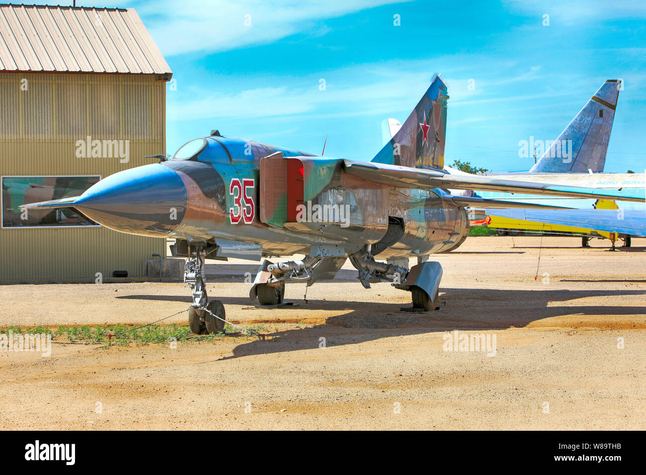 MIG 23 'Flogger' Russian fighter plane on display at the Pima Air & Space Museum in Tucson AZ Stock Photo