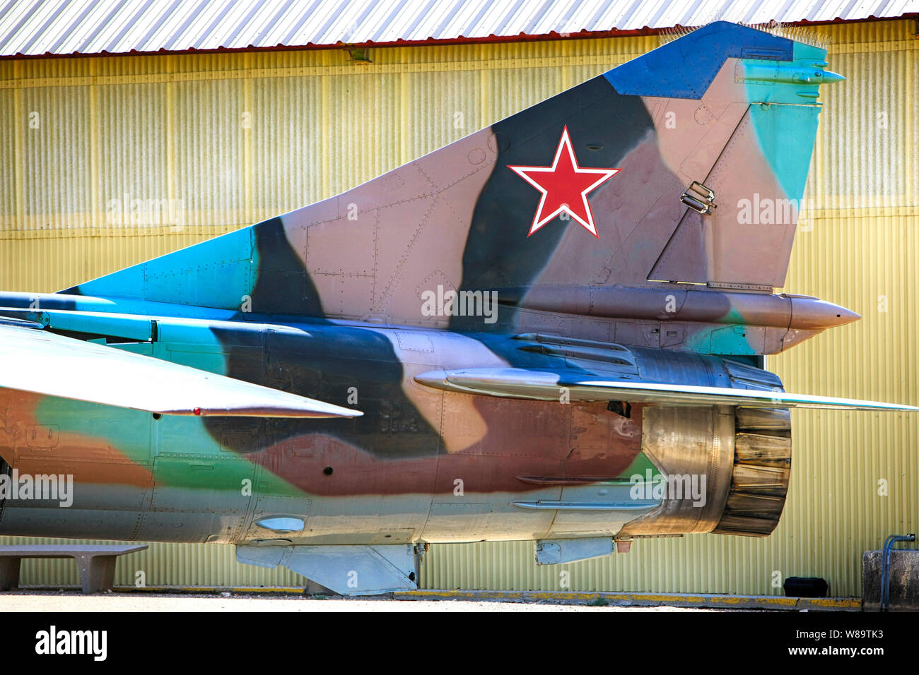 MIG 23 'Flogger' Russian fighter plane on display at the Pima Air & Space Museum in Tucson AZ Stock Photo