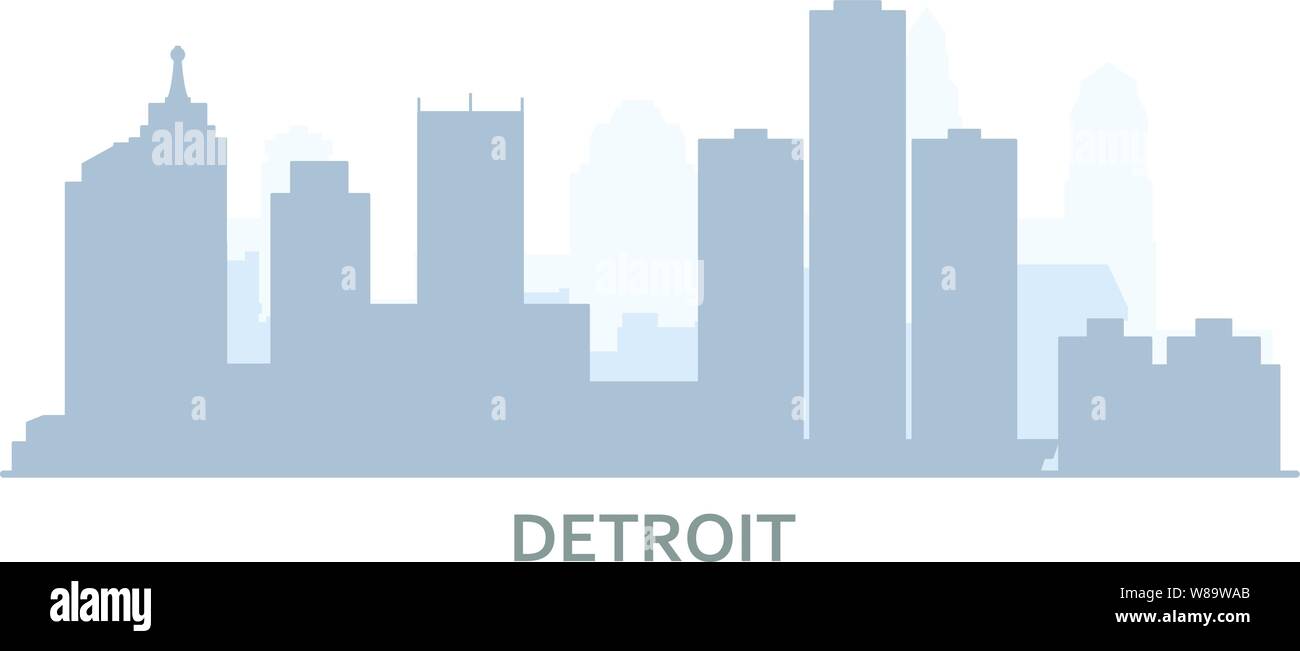 Silhouette of Detroit skyline - panorama of Detroit, city downtown outline Stock Vector
