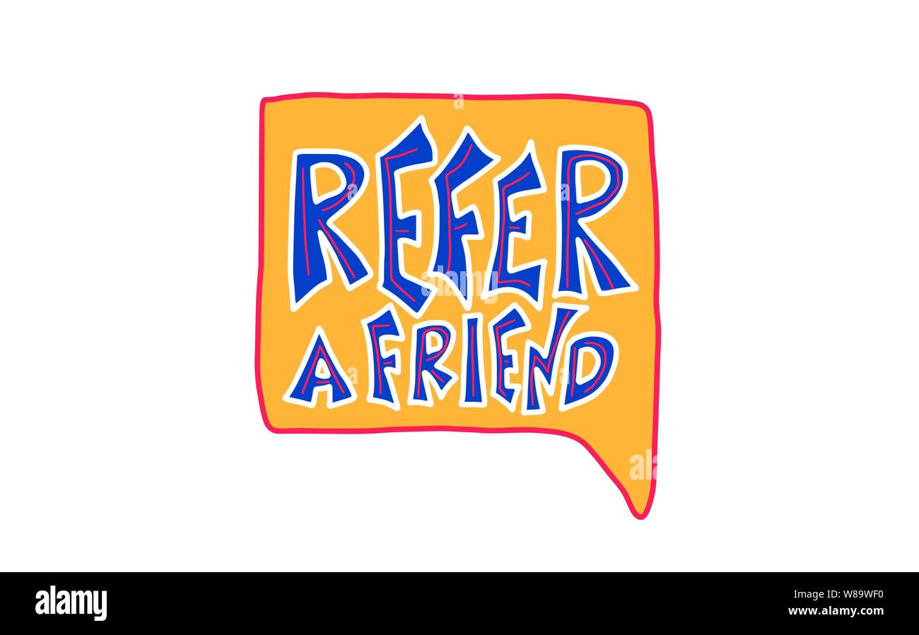 Refer a friend message isolated on white background. Banner template