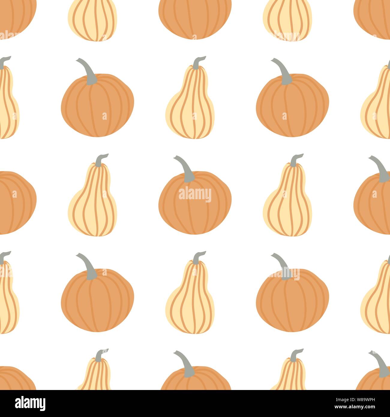 Hand draw Pumpkin Seamless Pattern in simple Doodle Style Vector ...