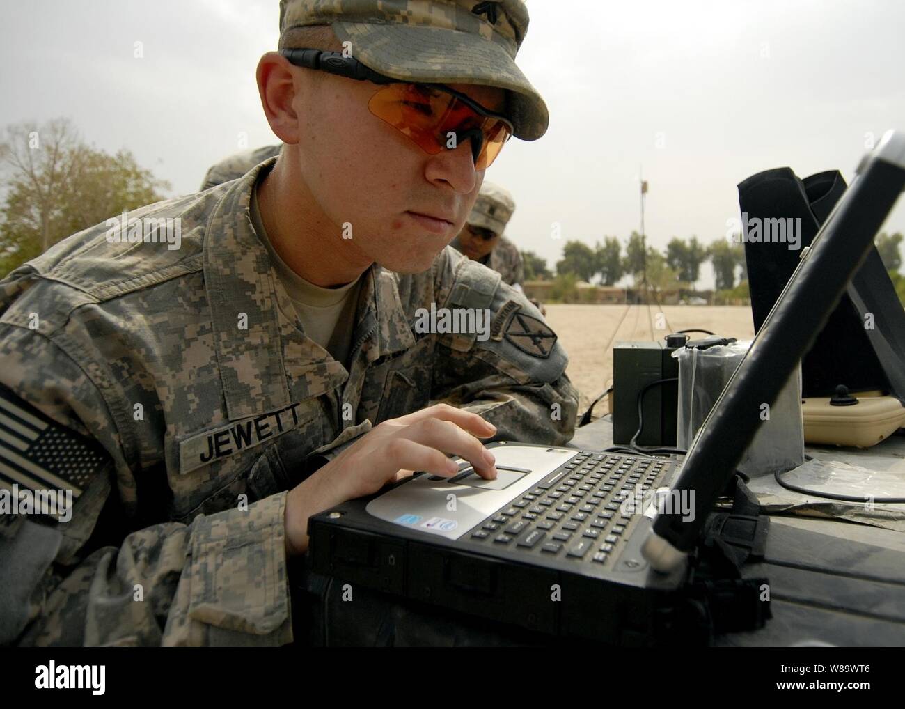 U.S. Army Cpl. Taylor Jewett learns the operations of the RQ11B Raven