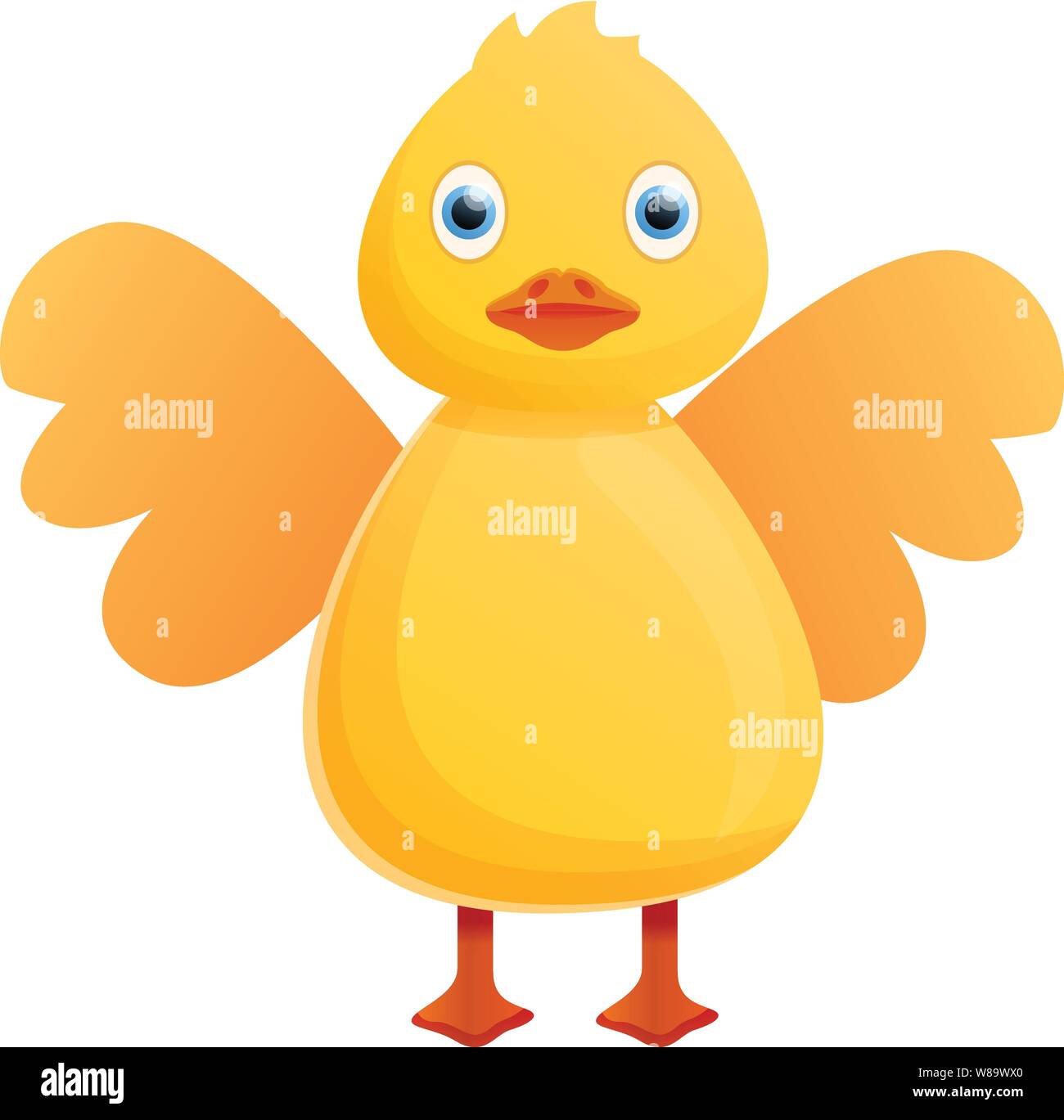 Yellow duck wings icon. Cartoon of yellow duck wings vector icon for