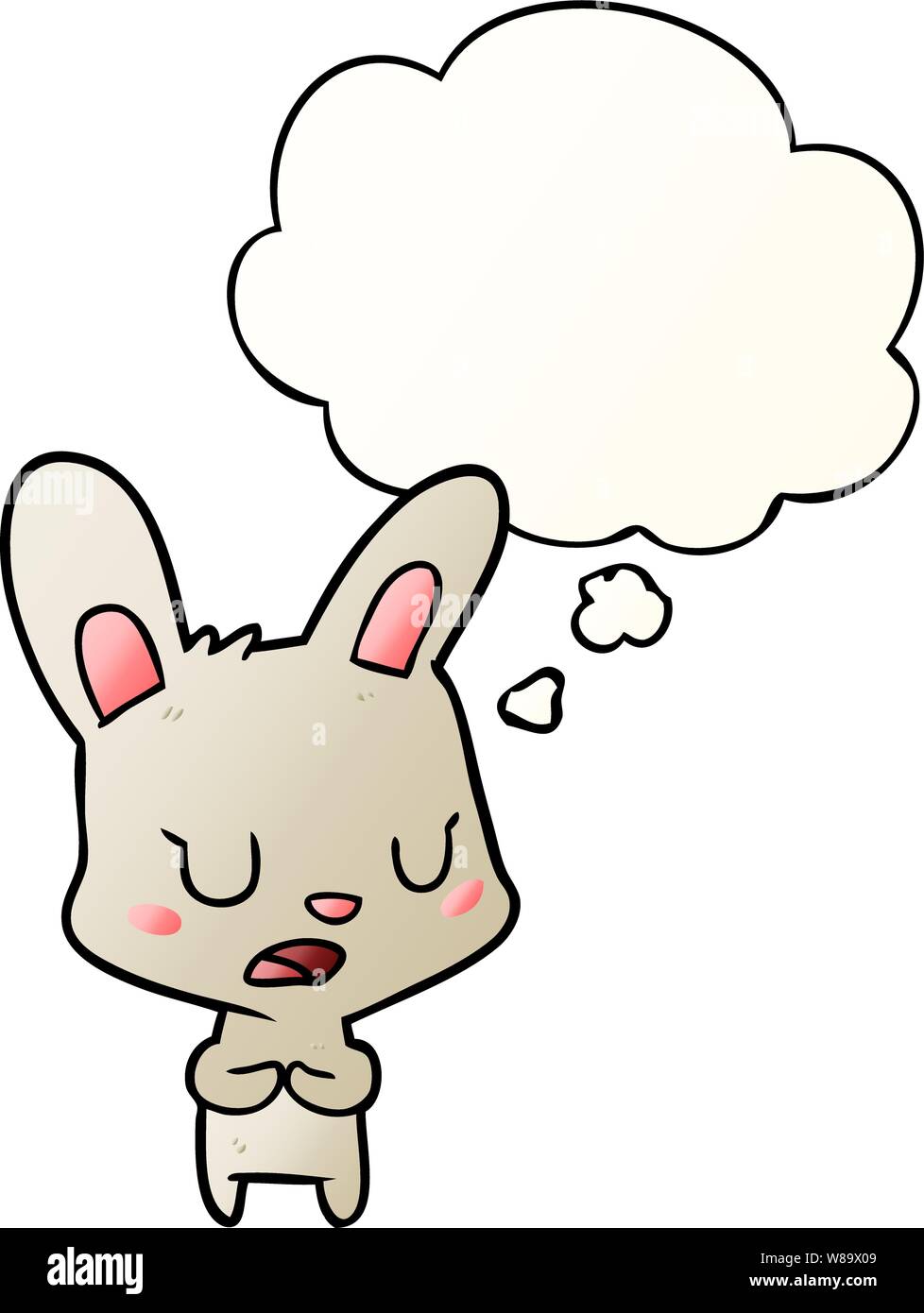 cartoon rabbit talking with thought bubble in smooth gradient style ...